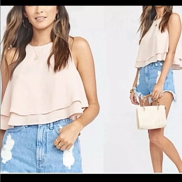 Show Me Your Mumu King Crop Top Pink Flounced Layered SZ L Bridal NWT READ - Picture 4 of 14